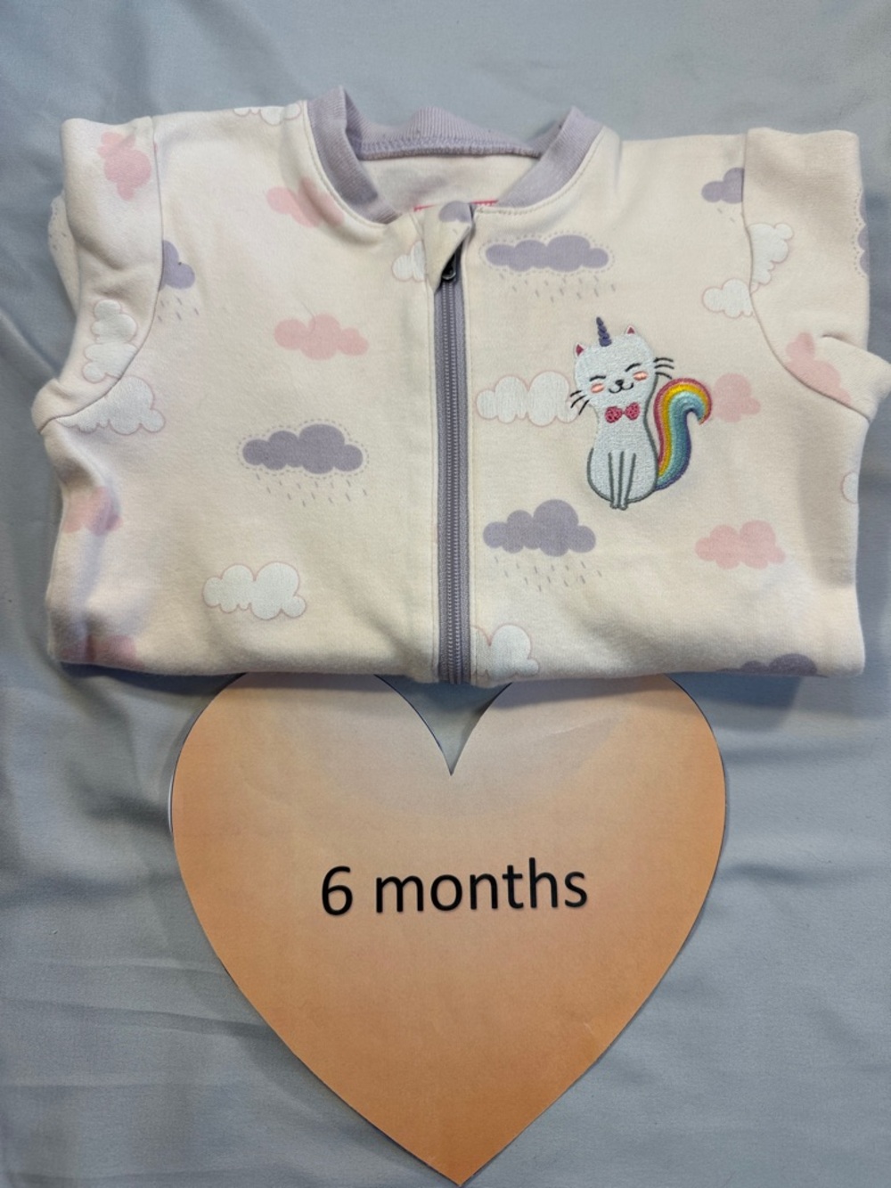 Tuffy Baby Onesie with Unicorn Cat and cloud Design